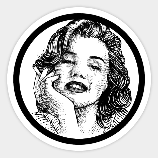 Marilyn Monroe hand drawing, vintage style illustration design Sticker by ROCKHOPPER